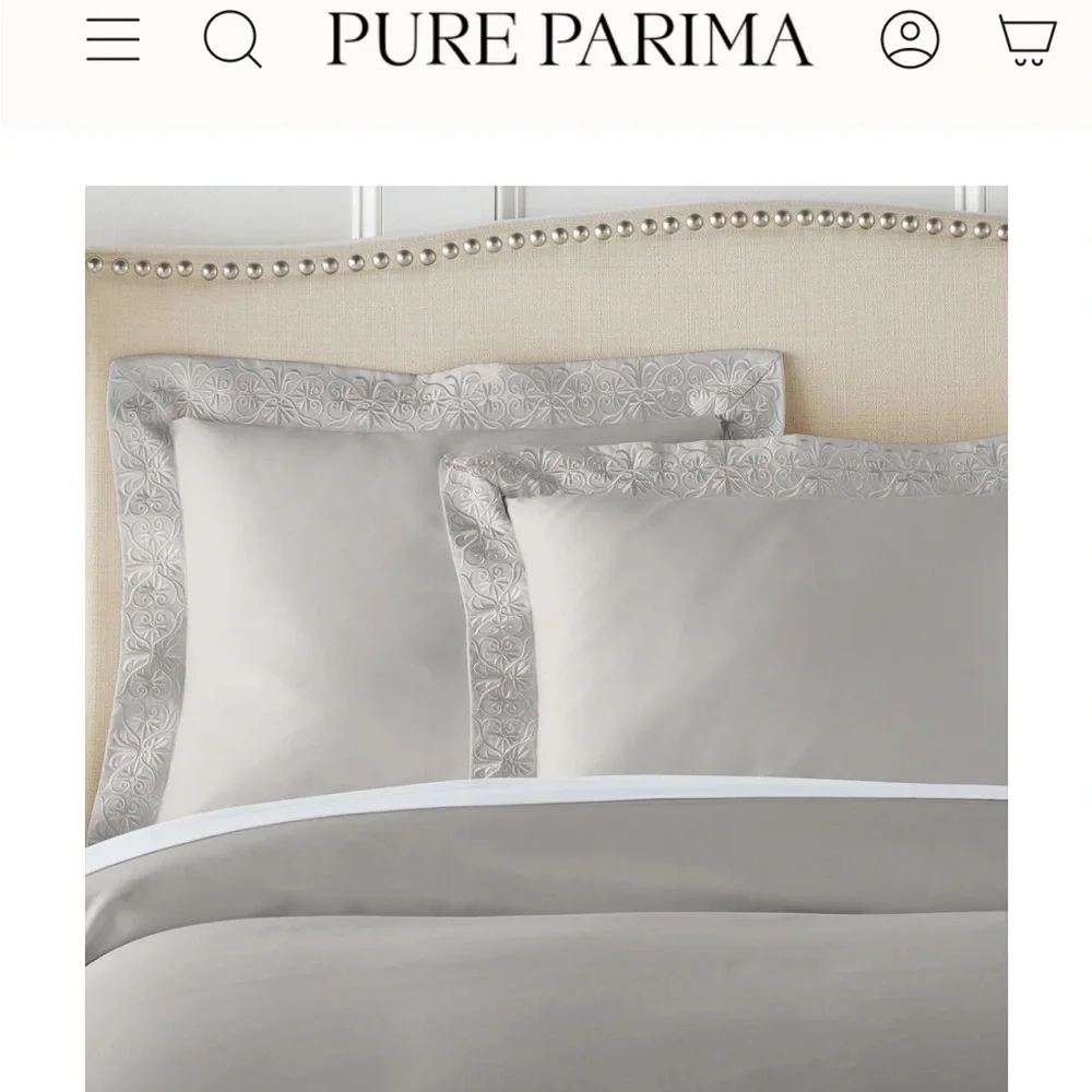 PURE PARIMA Certified Egyptian Cotton Ariane Duvet Cover grey size KING $295 NEW
